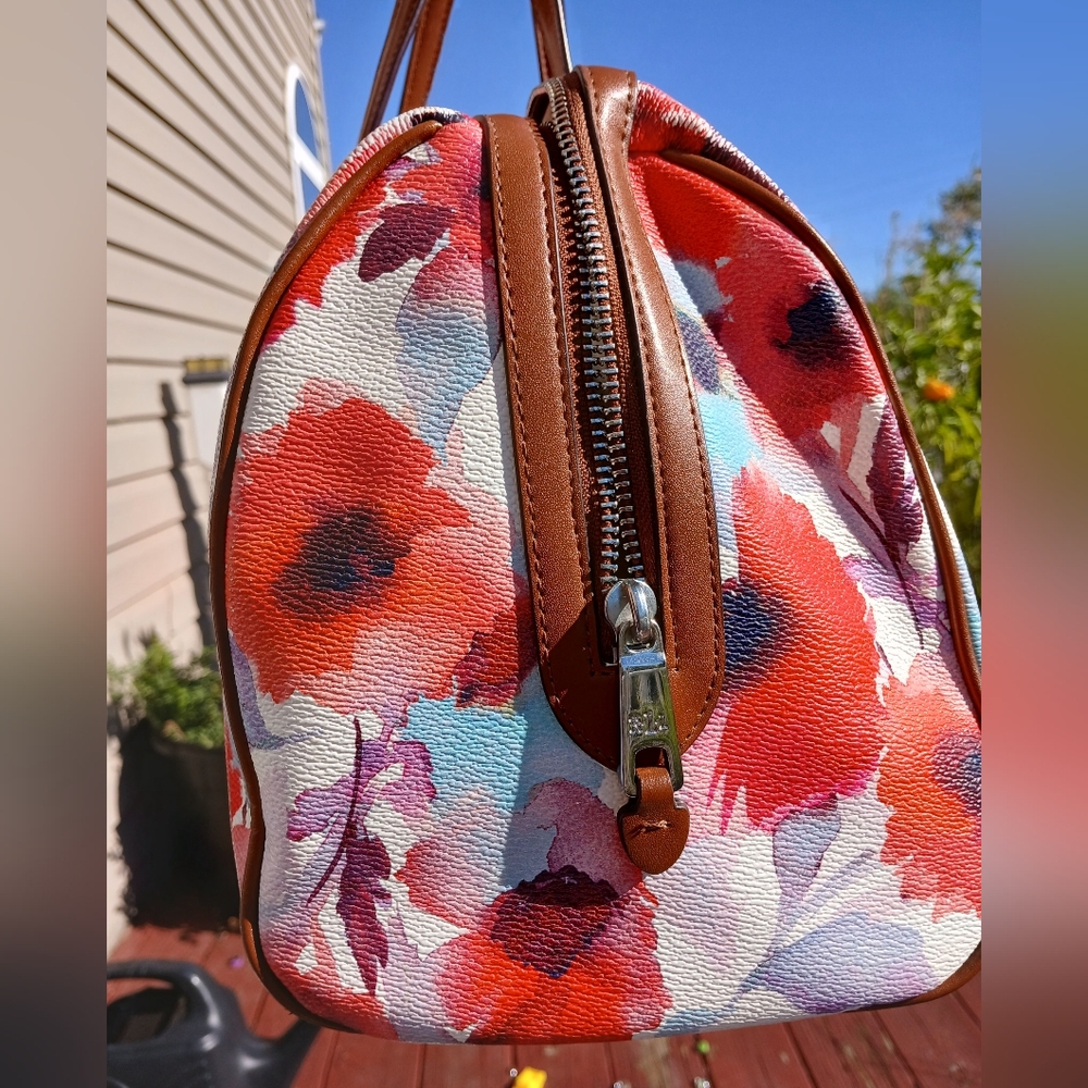 Lauren Ralph Lauren Red and Blue Floral Satchel - Picture 4 of 16